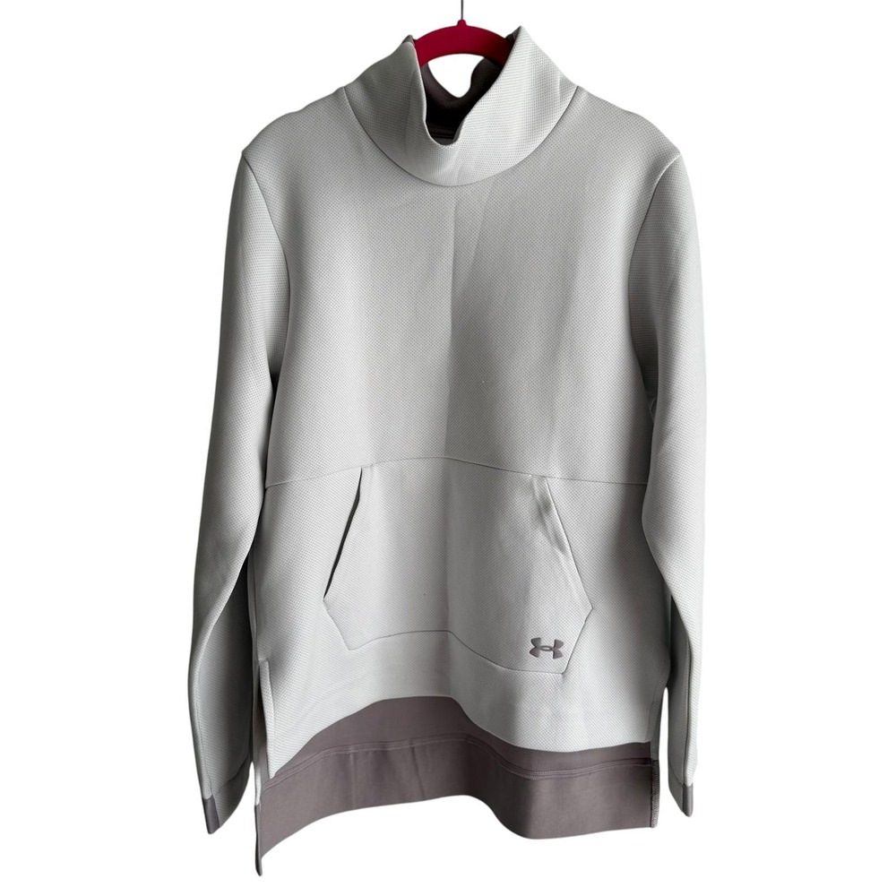 UNDER ARMOUR Light Gray Unstoppable Move Mock Ladies Hi-Low Pullover, M